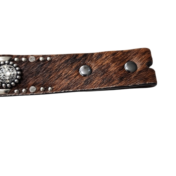 ARIAT GIRLS CALF HAIR AND BEADED LEATHER BELT \